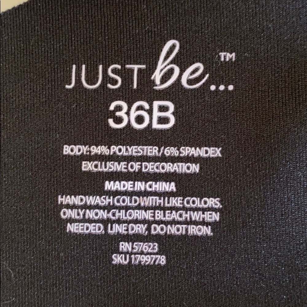 Just be Bra Black Smooth T-Shirt Bra - Sz 36B - Picture 5 of 5